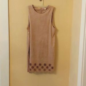 Beige Suede Eyelet Dress